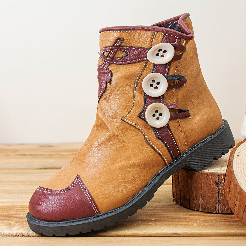 Women PU Leather Leaf Pattern Round Head Wedges Heel Winter Warm Ankle Boots Women PU Leather Leaf Pattern Round Head Wedges Heel Winter Warm Ankle Boots