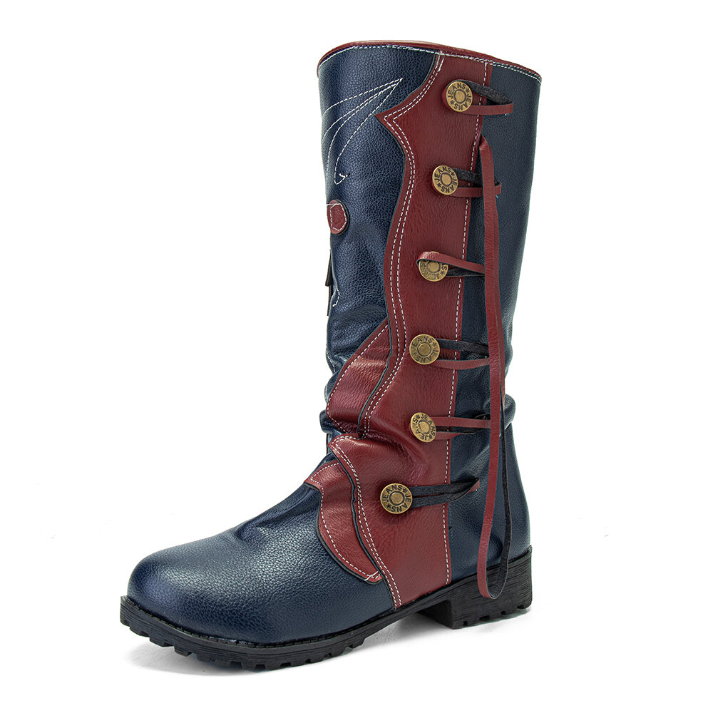Women Leaf Pattern Autumn Winter Warm Wear Resistant Round Head Mid-calf Boots Women Leaf Pattern Autumn Winter Warm Wear Resistant Round Head Mid-calf Boots