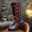 Women Leaf Pattern Autumn Winter Warm Wear Resistant Round Head Mid-calf Boots