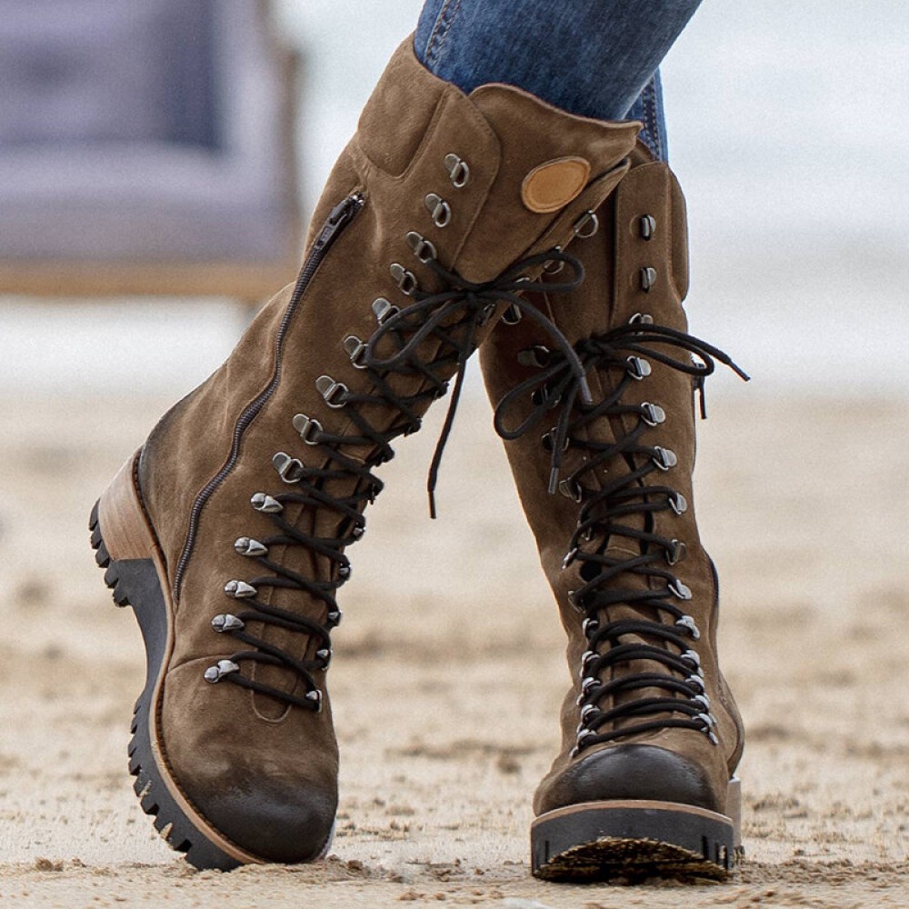Plus Size Women Wearable Suede Side Zipper Mid Calf Combat Boots Plus Size Women Wearable Suede Side Zipper Mid Calf Combat Boots