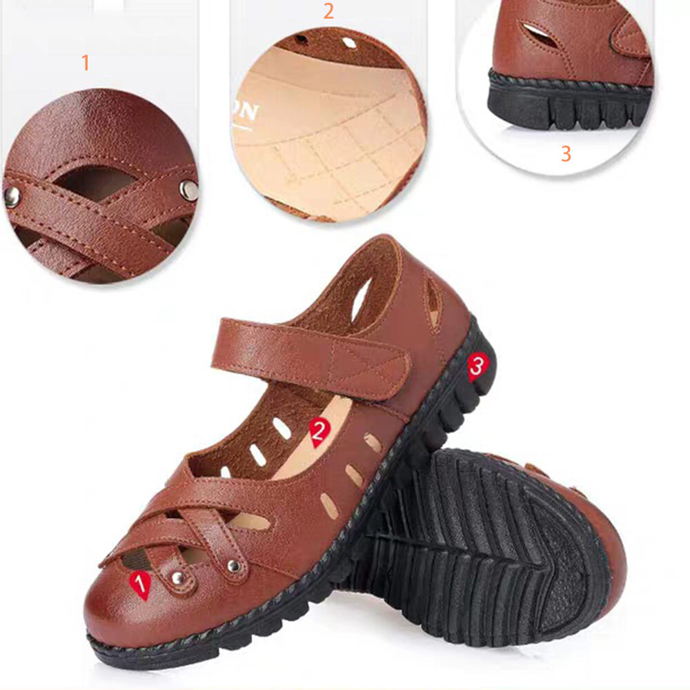 Women Cross Hollow-out Soft Sole Non-slip Hook Loop Flat Sandals Women Cross Hollow-out Soft Sole Non-slip Hook Loop Flat Sandals