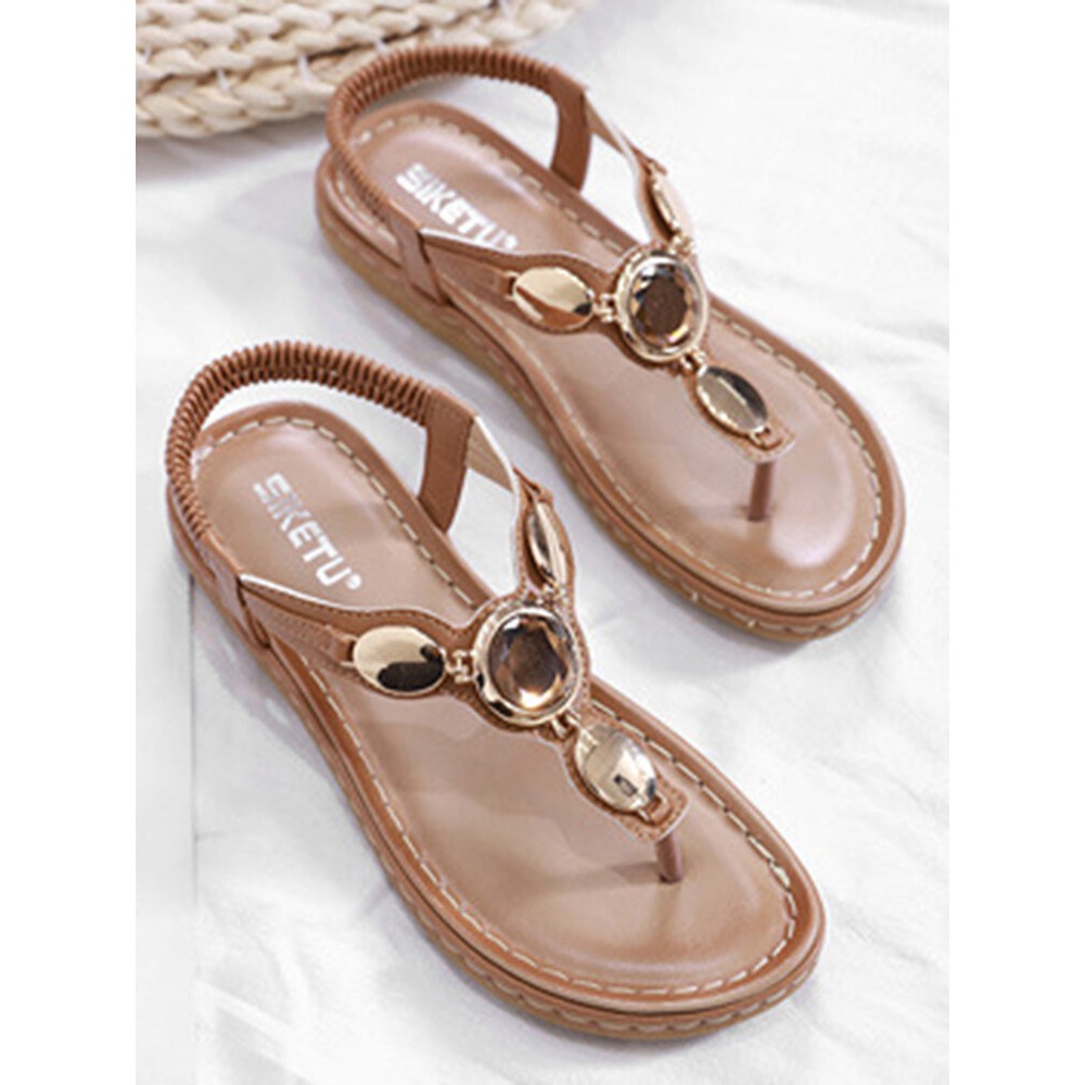 Women Fashion Metal Buckle Soft Beach Clip Toe Sandals Women Fashion Metal Buckle Soft Beach Clip Toe Sandals