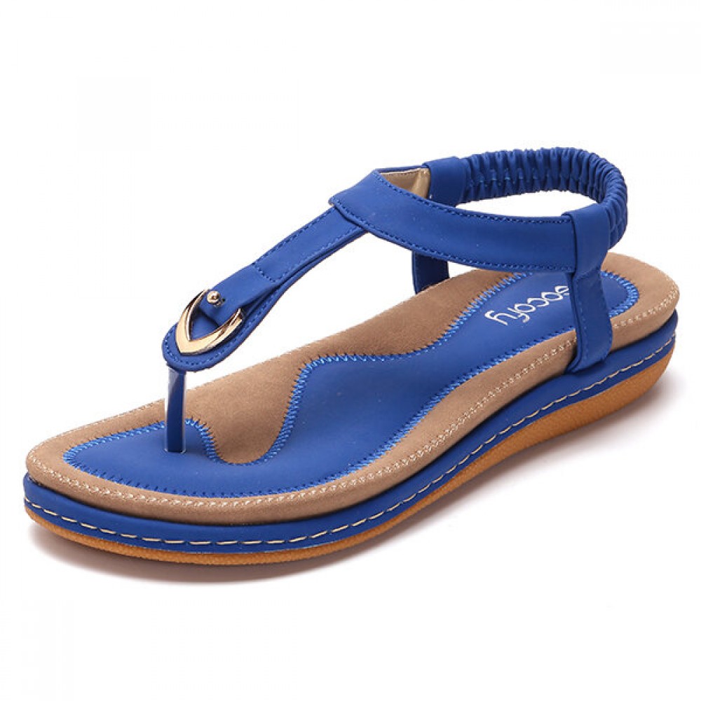 Women Comfortable Clip Toe Elastic Lightweight Slip On Summer Beach Flat Sandals Women Comfortable Clip Toe Elastic Lightweight Slip On Summer Beach Flat Sandals