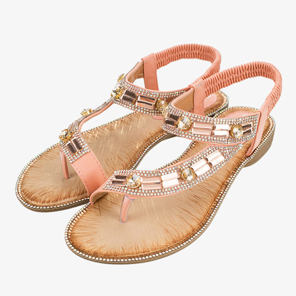 Women Fashion Rhinestone Bohemia Wearable Clip Toe Sandals Women Fashion Rhinestone Bohemia Wearable Clip Toe Sandals
