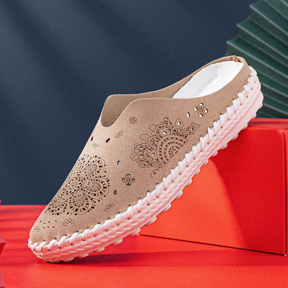 Women Casual Soft Round Toe Light Weight Hollow Out Stitching Backless Slipllers Women Casual Soft Round Toe Light Weight Hollow Out Stitching Backless Slipllers