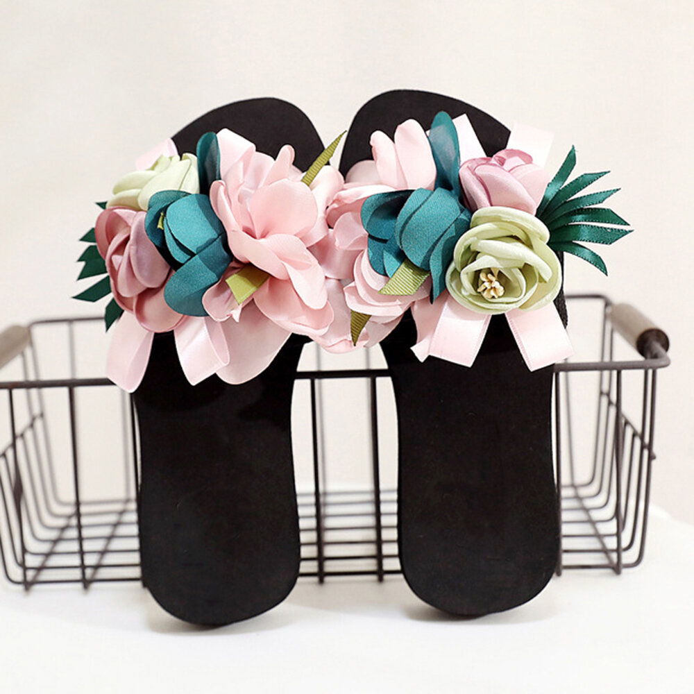 Women Flowers Decor Non Slip Beach Slides Slippers Women Flowers Decor Non Slip Beach Slides Slippers